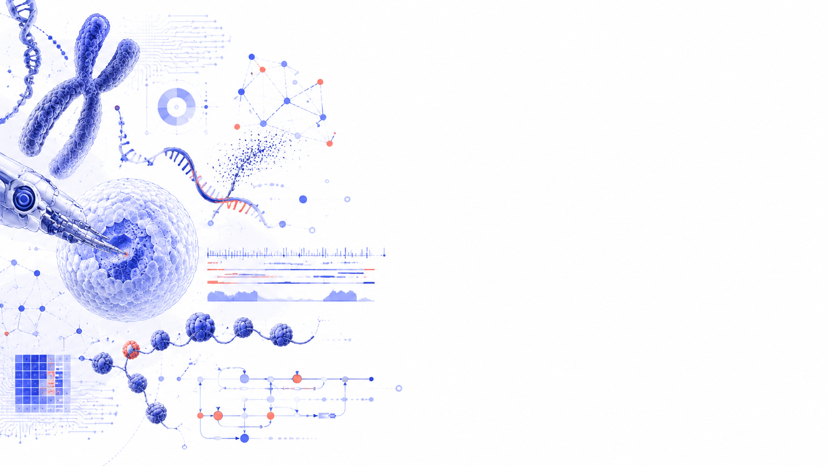 Collage of a chromosome, a cell and molecular structures