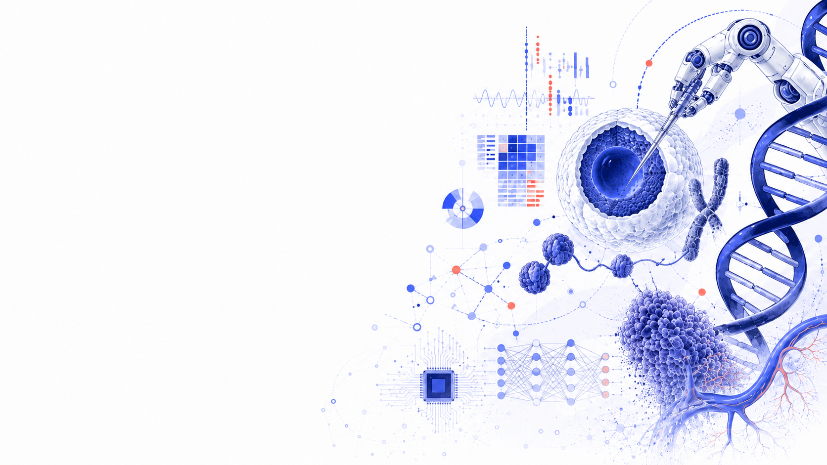 Collage of a cell, robotic micromanipulation and DNA read by machines